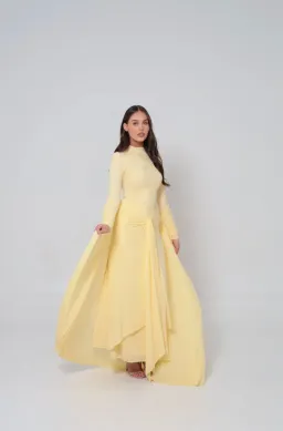 Alaía Muse Azalea Cape Dress in Yellow Size S / AU 8 for rent on The Volte - image 1