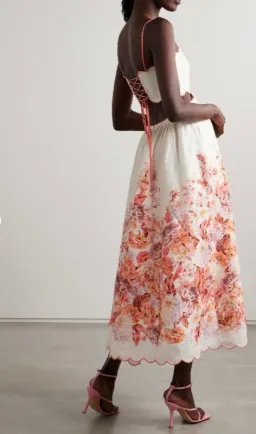 Zimmermann Devi Scallop Midi Dress in Cream Floral Size 4 / AU 16 for rent on The Volte - image 1