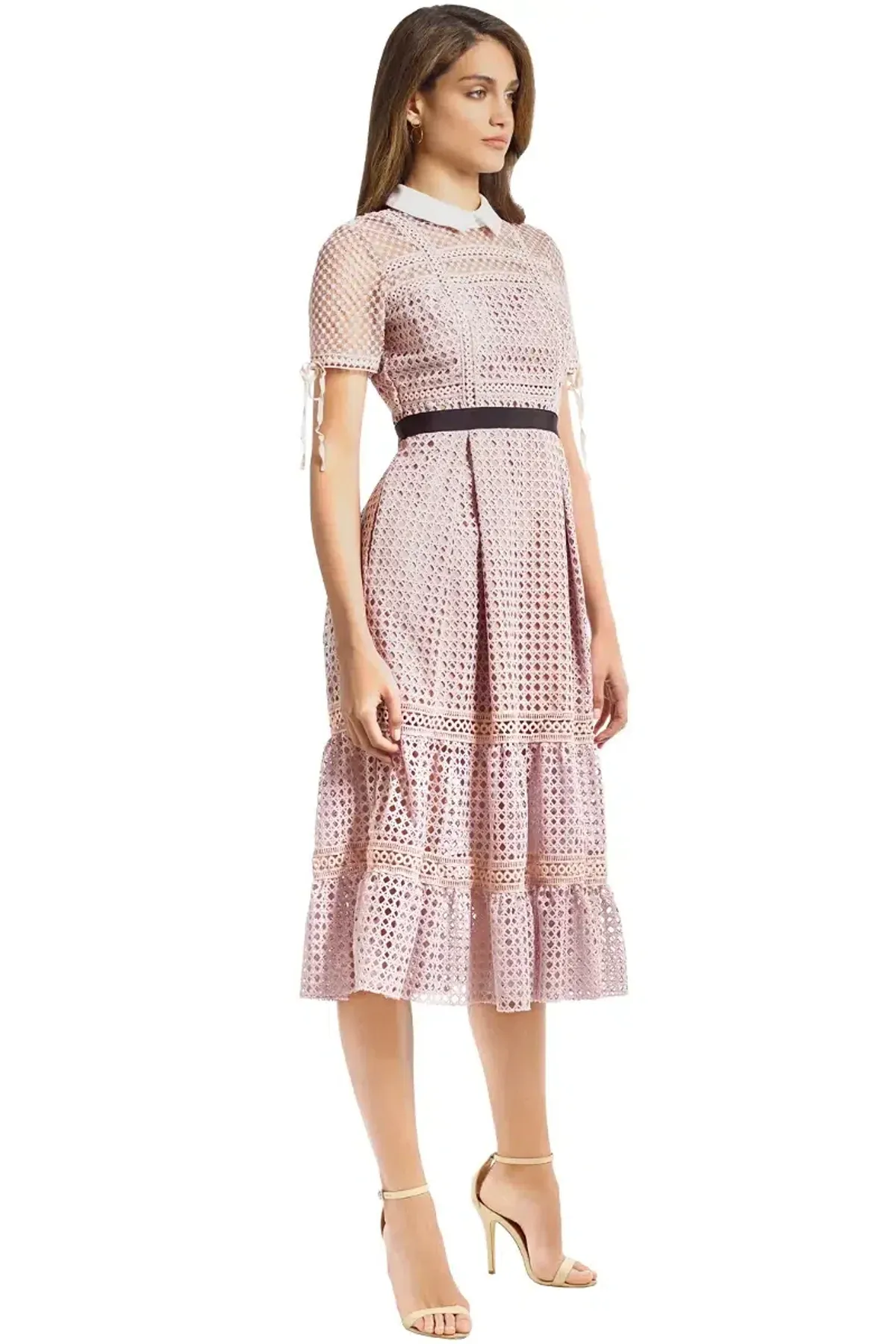 Self Portrait Cross Hatch Tiered Midi Dress - Image 1