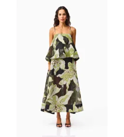 Elliatt Elysia Tiered Gown Black and Green Floral Size L AU 12 for rent on The Volte - image 1