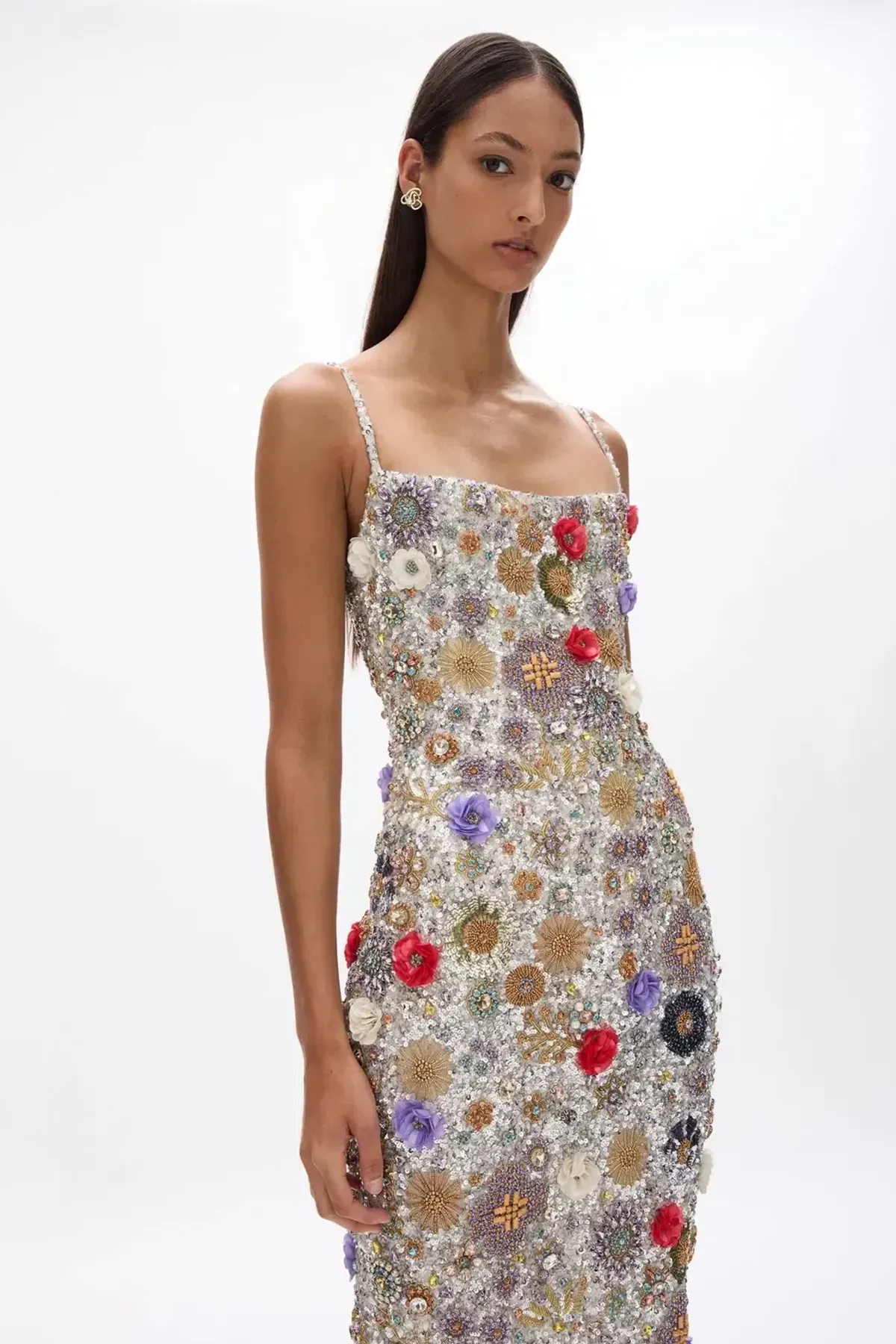 RACHEL GILBERT FRANCESCA GOWN DRESS SILVER MULTI SIZE 1 AU 8 - Image 4