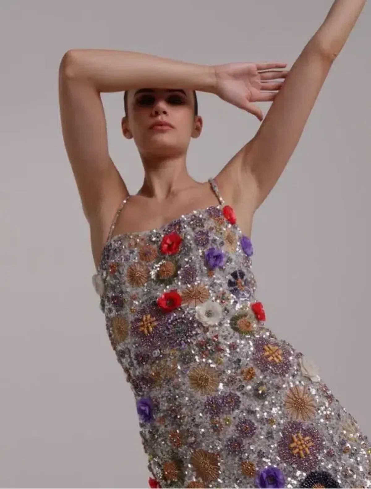 RACHEL GILBERT FRANCESCA GOWN DRESS SILVER MULTI SIZE 1 AU 8 - Image 2