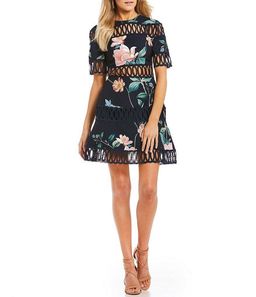 Keepsake the Label Whispers Floral Crochet Mini Dress Navy Garden Floral Size 8 for rent on The Volte - image 2
