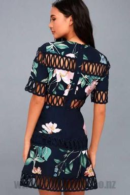 Keepsake the Label Whispers Floral Crochet Mini Dress Navy Garden Floral Size 8 for rent on The Volte - image 5