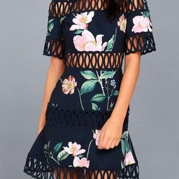 Keepsake the Label Whispers Floral Crochet Mini Dress Navy Garden Floral Size 8 for rent on The Volte - image 4