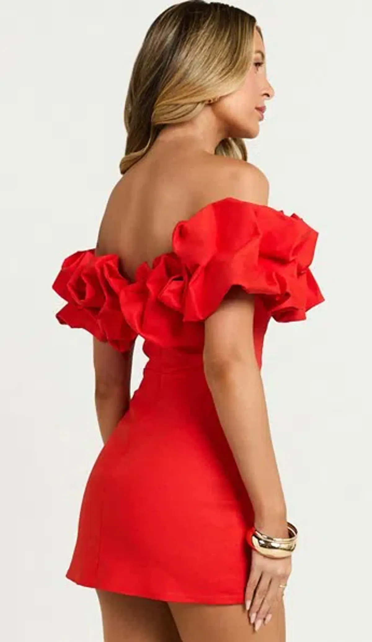 Showpo Off Shoulder Coraline Mini Dress in Red size 6 SOLD OUT - Image 3