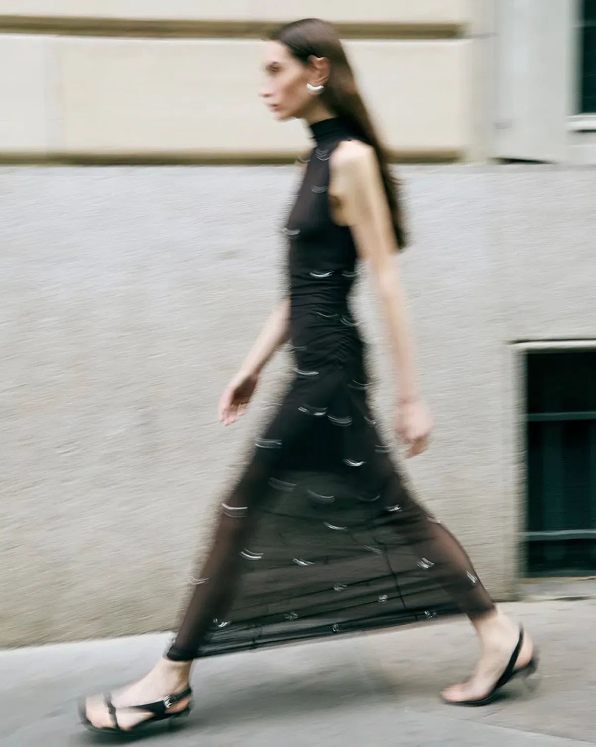 Elka Collective Elara Brown Mesh Beaded Maxi Dress - Image 6