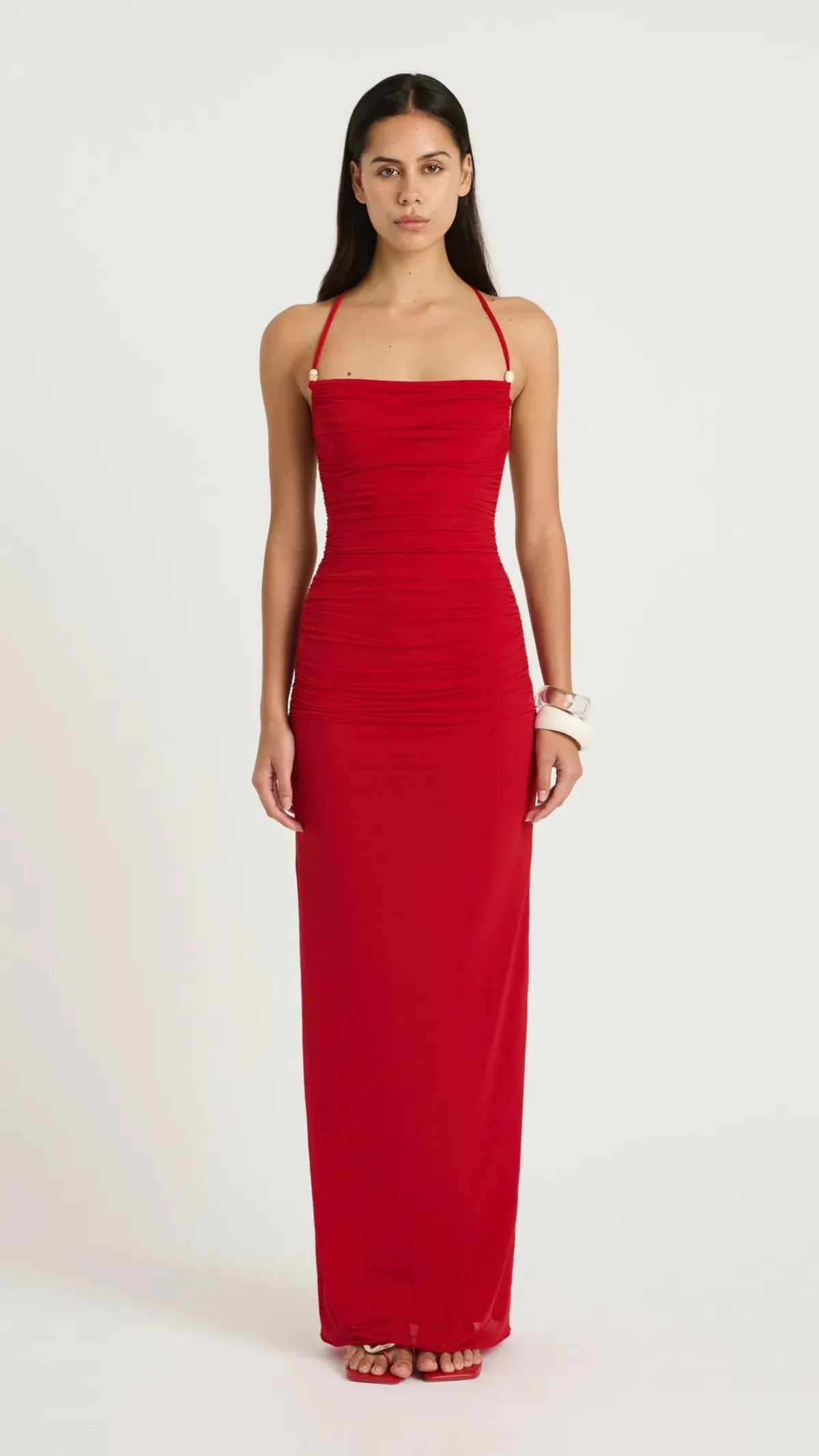 Benni Andy Beaded Maxi Dress in Red Size 10 - Image 4