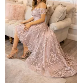 Marian Rahme Rosetta Hi-Low Gown Pink Size 8 for rent on The Volte - image 4