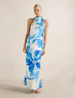 Forever New Clementine High Neck Satin Maxi Dress for rent on The Volte - image 2