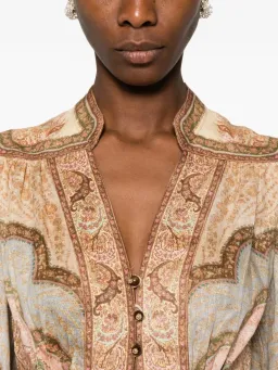 Zimmermann Wanderlust Midi Dress Size 4 / AU 16 Linen Print Billowy Long Sleeve for rent on The Volte - image 5