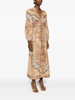 Zimmermann Wanderlust Midi Dress Size 4 / AU 16 Linen Print Billowy Long Sleeve for rent on The Volte - image 2