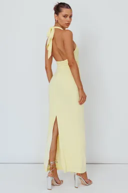 Hello Molly Mixing It Up Halter Maxi Dress Yellow Size: S for rent on The Volte - image 2