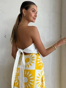 By Nicola Wavy Strapless Maxi Dress in Large Sol Size 6 for rent on The Volte - image 4