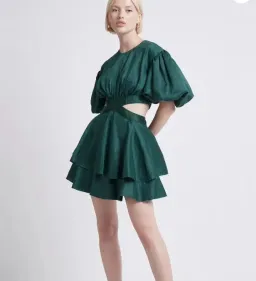 AJE Gracious Cut Out Mini Dress Green Size 10 for rent on The Volte - image 1