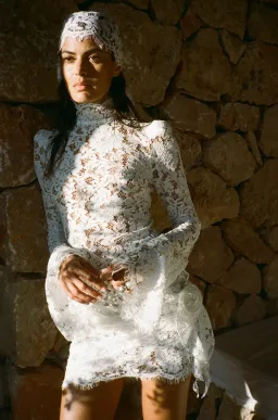 De La Vali BODITA MINI DRESS IN WHITE COTTON LACE for rent on The Volte - image 1