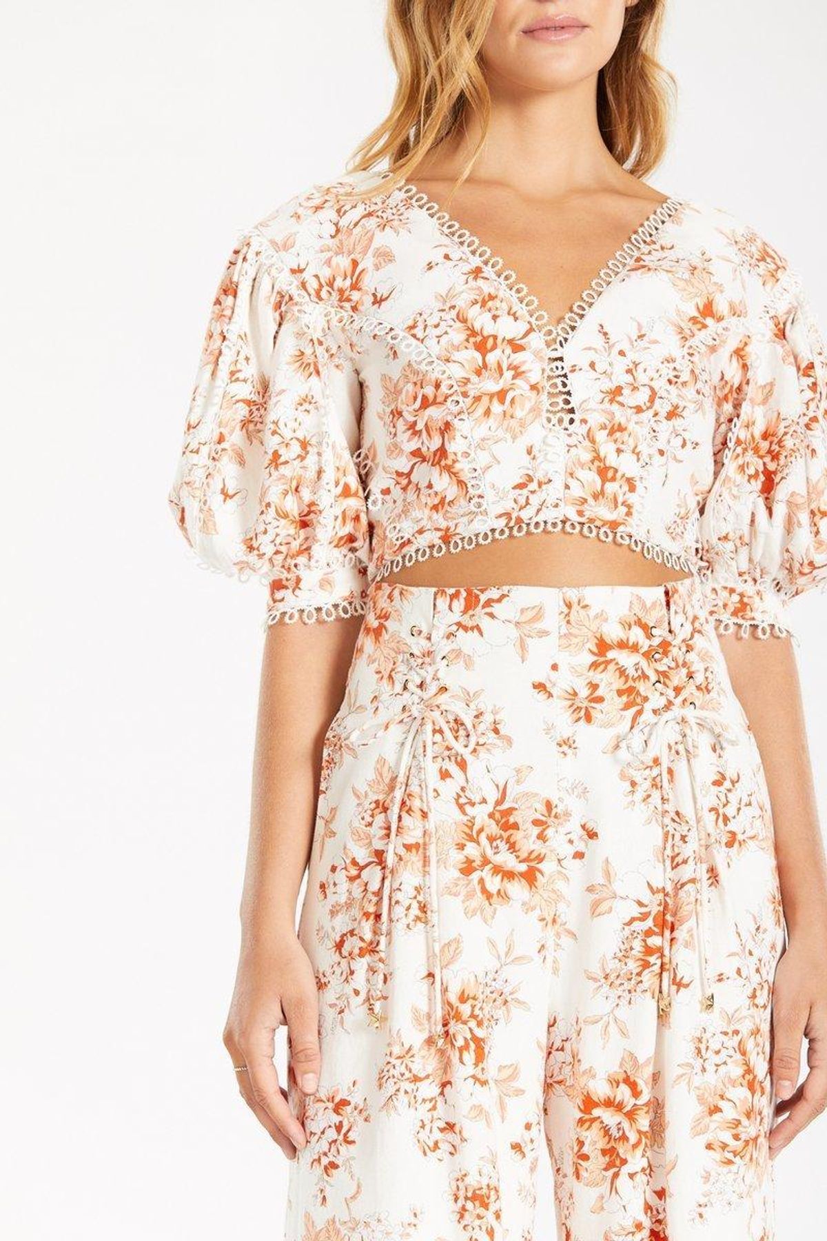 Mackenzie Mode Bordeaux Set in Orange Floral Size 10 - Image 4