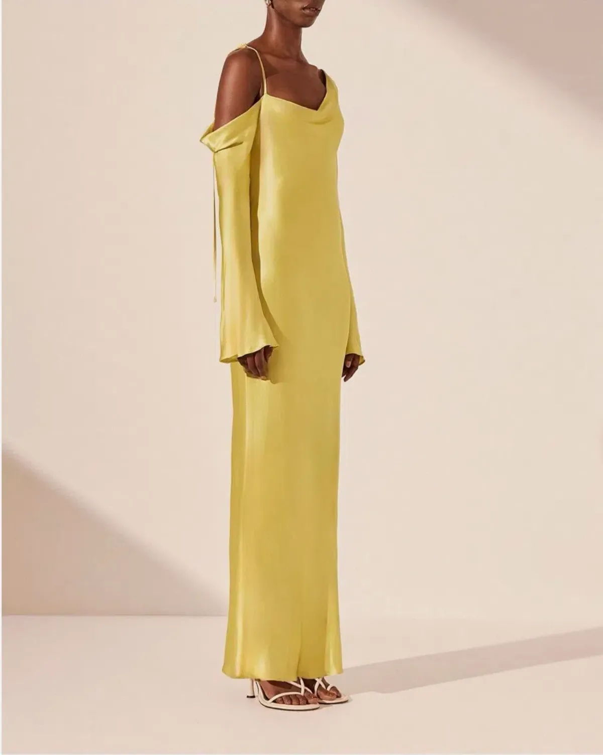 Sofia Asymmetrical Long Sleeve Long Sleeve Maxi Dress - Lime  - Image 2