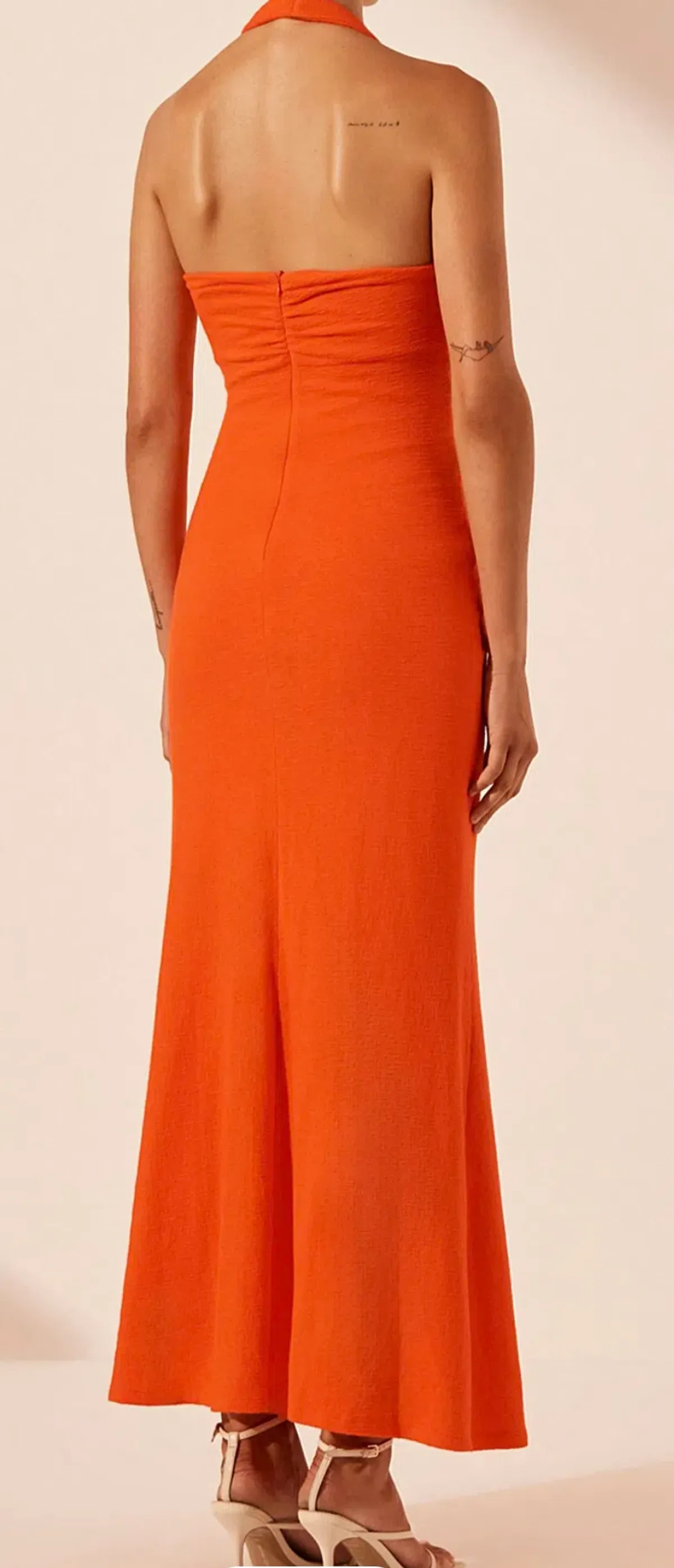 Shona Joy Beau Halter Ruched Midi Dress - Image 4