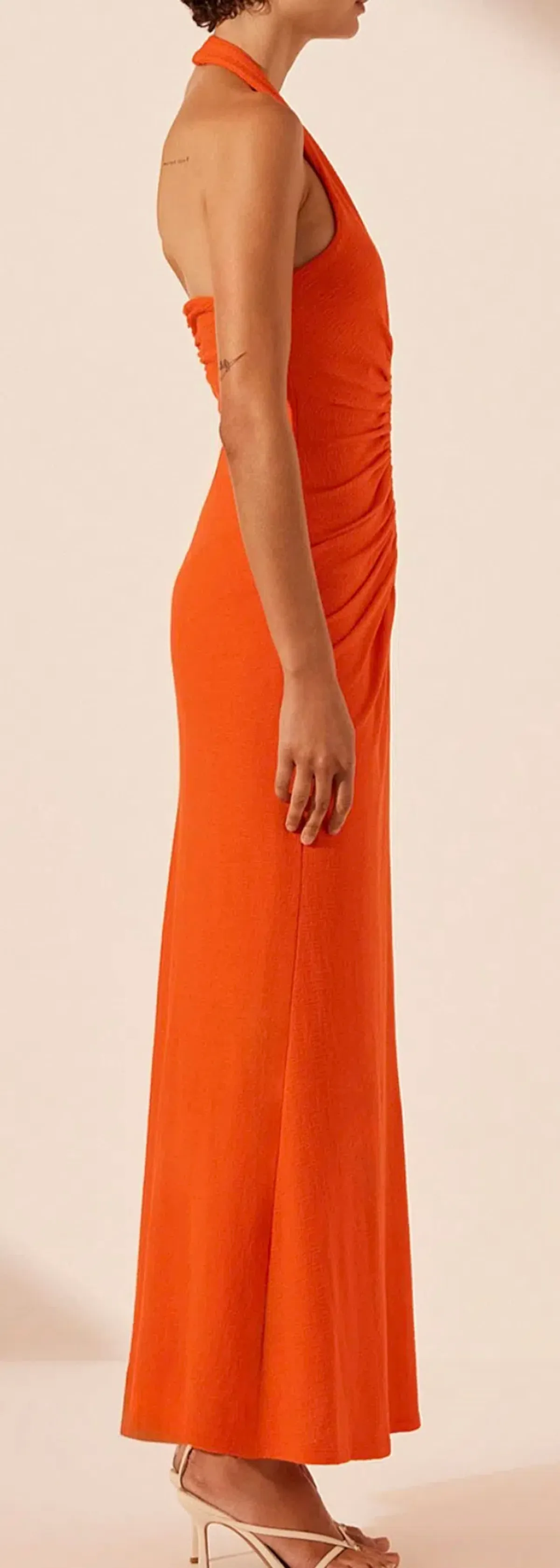 Shona Joy Beau Halter Ruched Midi Dress - Image 3