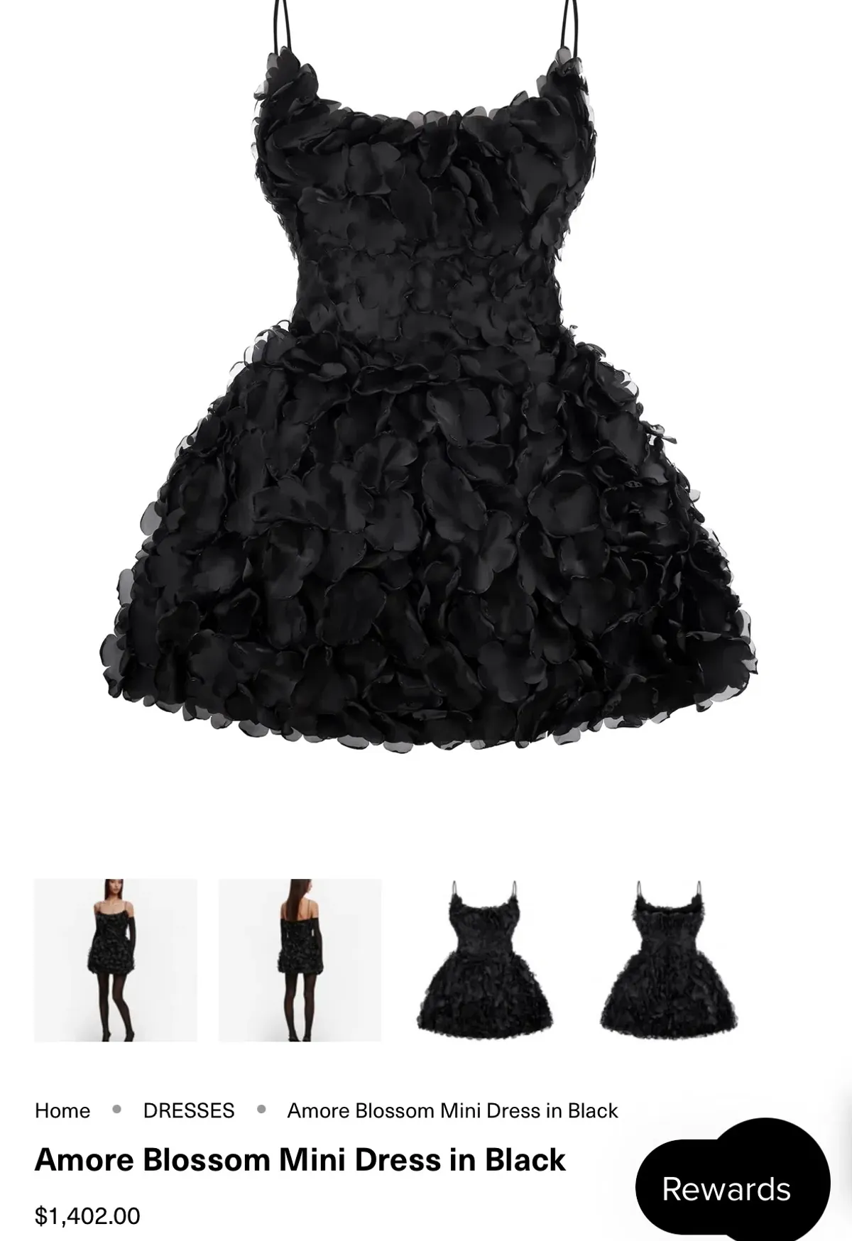 Selezza London - Amore Blossom Mini Dress in Black - Image 4