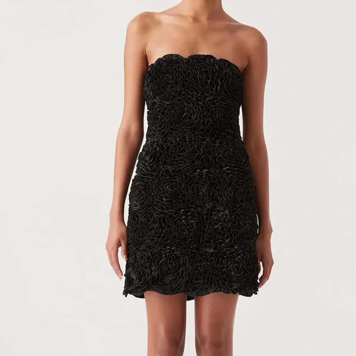 AJE Gazer Rosette Rose Mini Dress Black Medium M 10 - Image 2