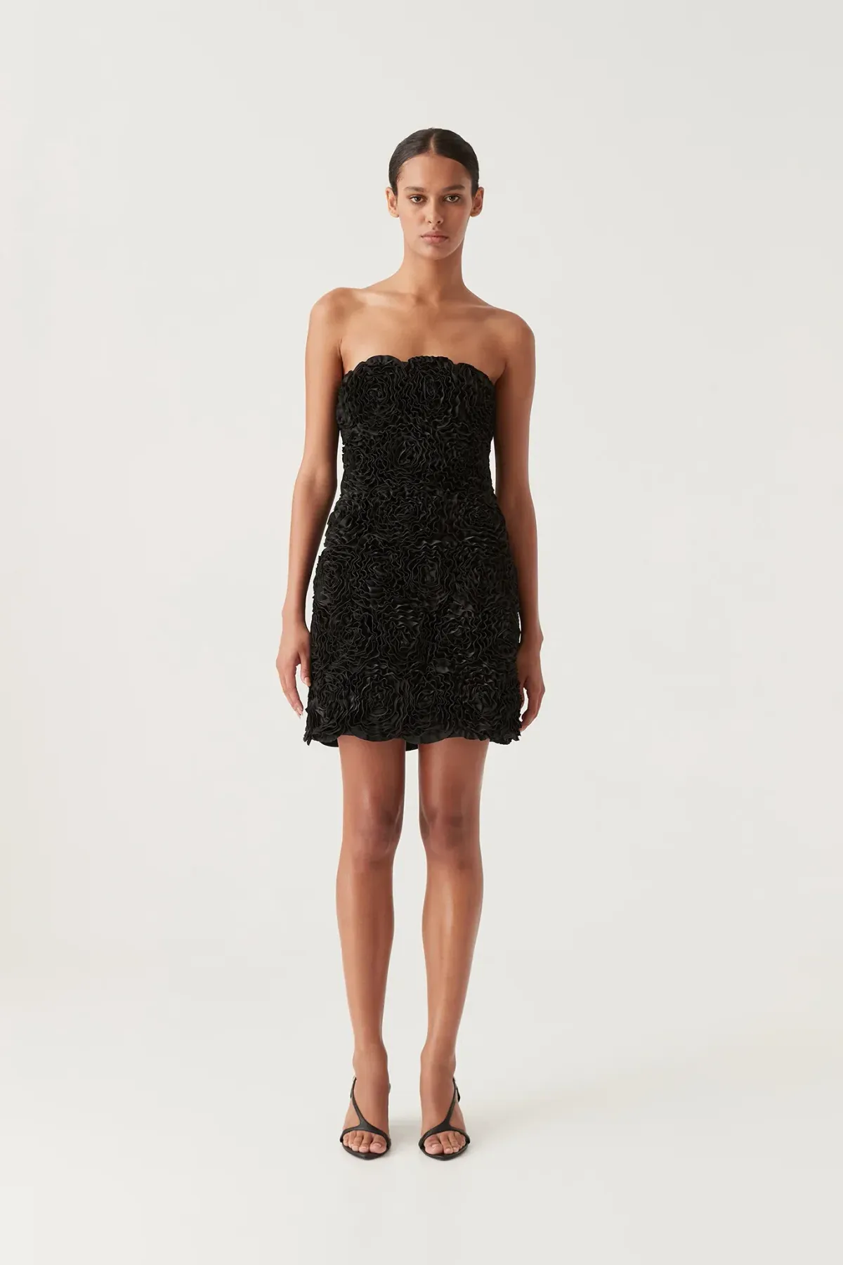 AJE Gazer Rosette Rose Mini Dress Black Medium M 10 - Image 4