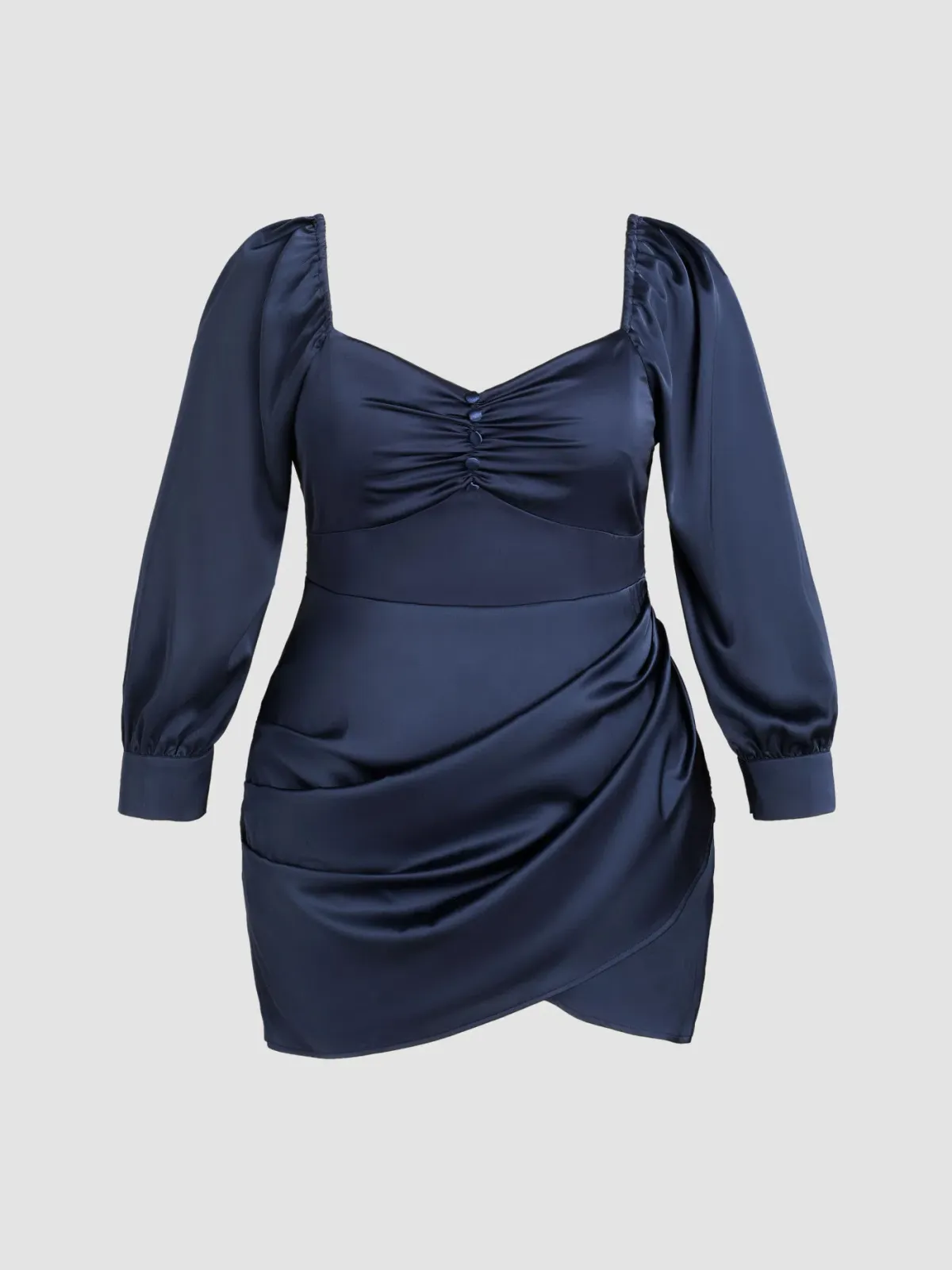 Ruched Navy Mini Dress Size 22 - Image 1