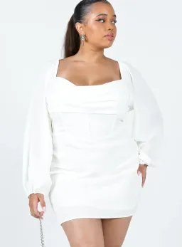 Lillie Long Sleeve Mini Dress White Size 18 for rent on The Volte - image 1
