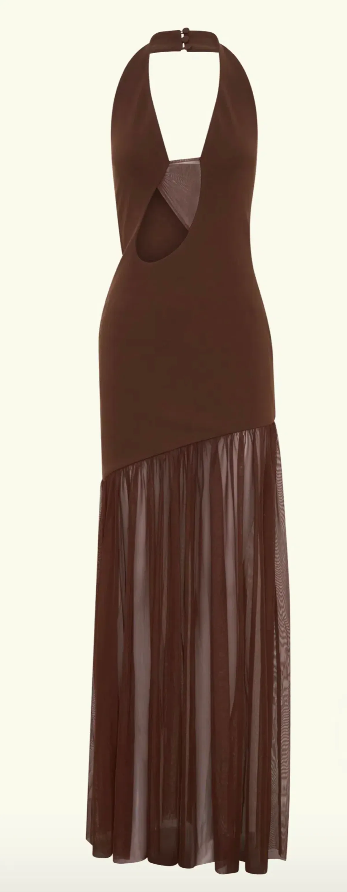 Meshki Aubree Crepe Mesh Maxi Dress - Chocolate  - Image 7