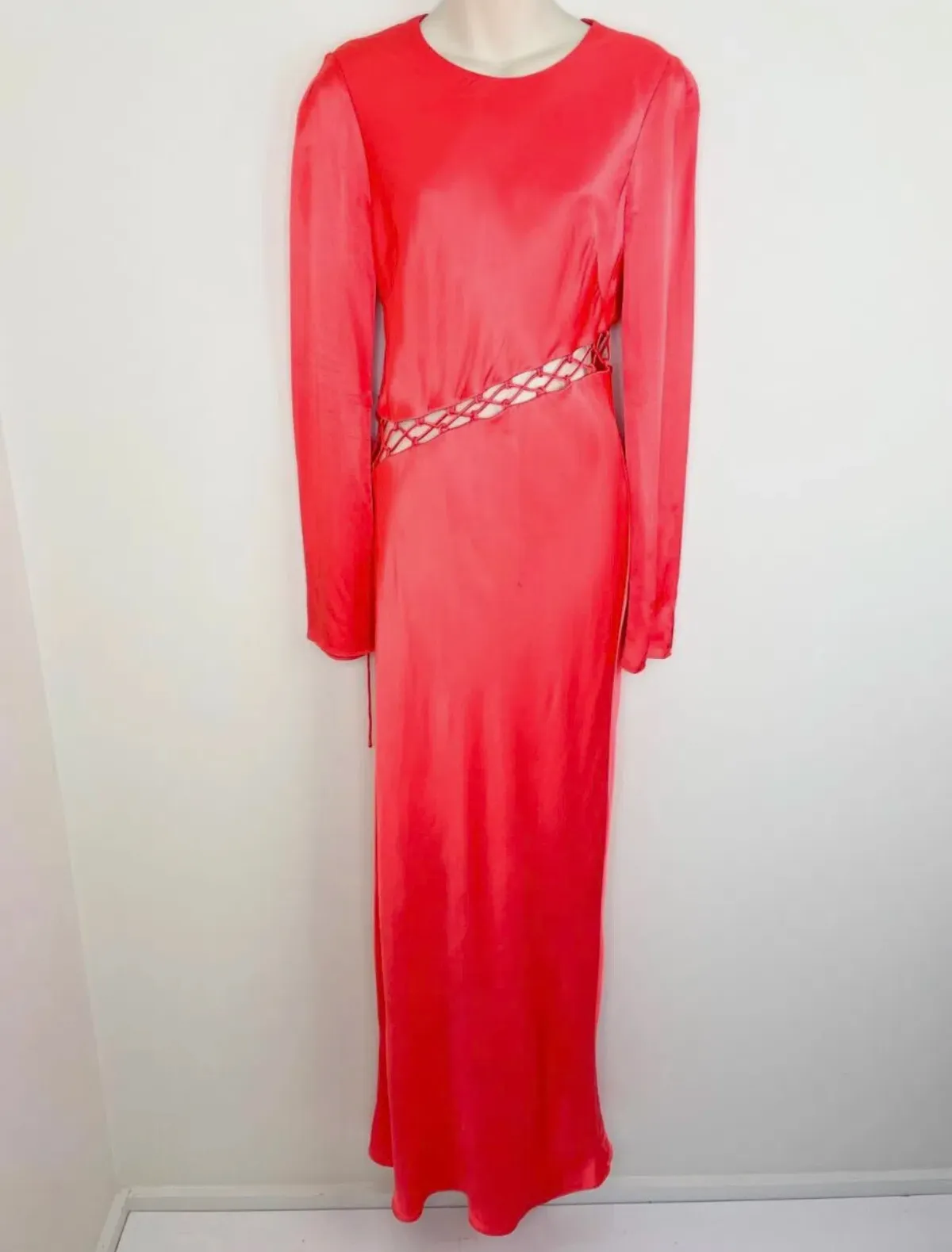 Shona Joy Lydie Asymmetric Red Maxi Dress with tie detail Size 10  - Image 4