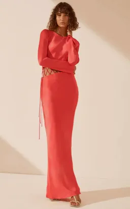 Shona Joy Lydie Asymmetric Red Maxi Dress with tie detail Size 10  for rent on The Volte - image 2