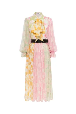 Leo Lin Cassie Tie Neck Midi Dress Anemone Splice Print. Size 10 for rent on The Volte - image 13