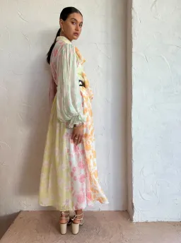 Leo Lin Cassie Tie Neck Midi Dress Anemone Splice Print. Size 10 for rent on The Volte - image 8