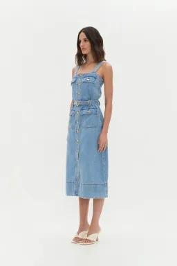 AJE HOLLAND DENIM MIDI DRESS (Size 14) for rent on The Volte - image 4