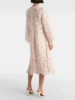 Zimmermann Ottie Baby Pink Lace Midi Dress Size 3 AU 14 / US 10 Scalloped Long Sleeve Cotton Shift  for rent on The Volte - image 2