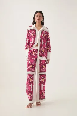 AJE ATOMIC SILK SHIRT AND RELAXED PANTS SET BOLDLY BLOOMING SIZE AU 10 & 12 for rent on The Volte - image 1