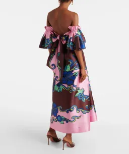 ALEMAIS AZALEA OFF-SHOULDER SATIN MIDI DRESS FLORAL SIZE AU 14 for rent on The Volte - image 3