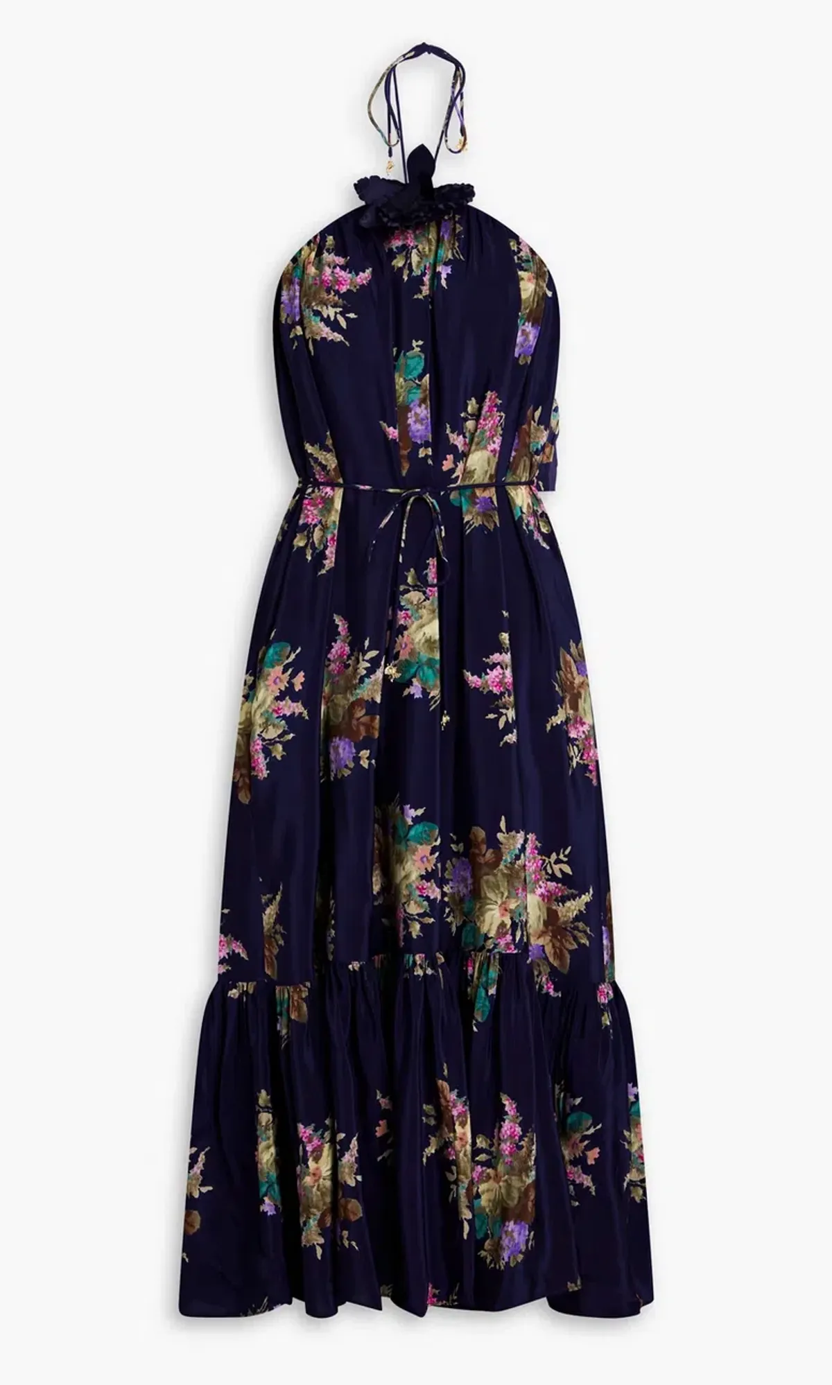 Zimmermann floral-print silk-crepe de chine halterneck midi dress Navy Size 2 - Image 4