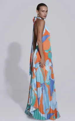 Lidee Opera Gown Capri Print Orange Size AU 8 for rent on The Volte - image 2