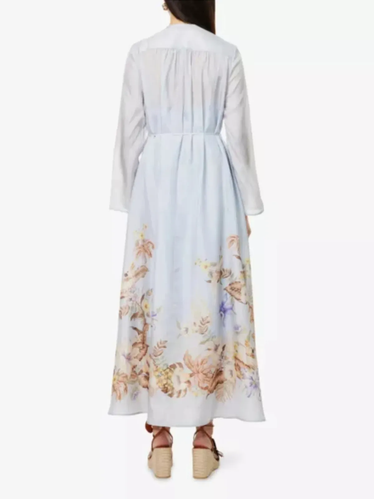 Zimmermann Coco Billow Maxi Dress Size 4 / AU 16 Silk Powder Blue Floral Print Long Sleeve  - Image 3