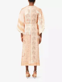 Zimmermann Lucky Tunic Midi Dress Size 4 / AU 16 Linen Peach Floral Print Long Sleeve for rent on The Volte - image 3