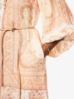 Zimmermann Lucky Tunic Midi Dress Size 4 / AU 16 Linen Peach Floral Print Long Sleeve for rent on The Volte - image 6