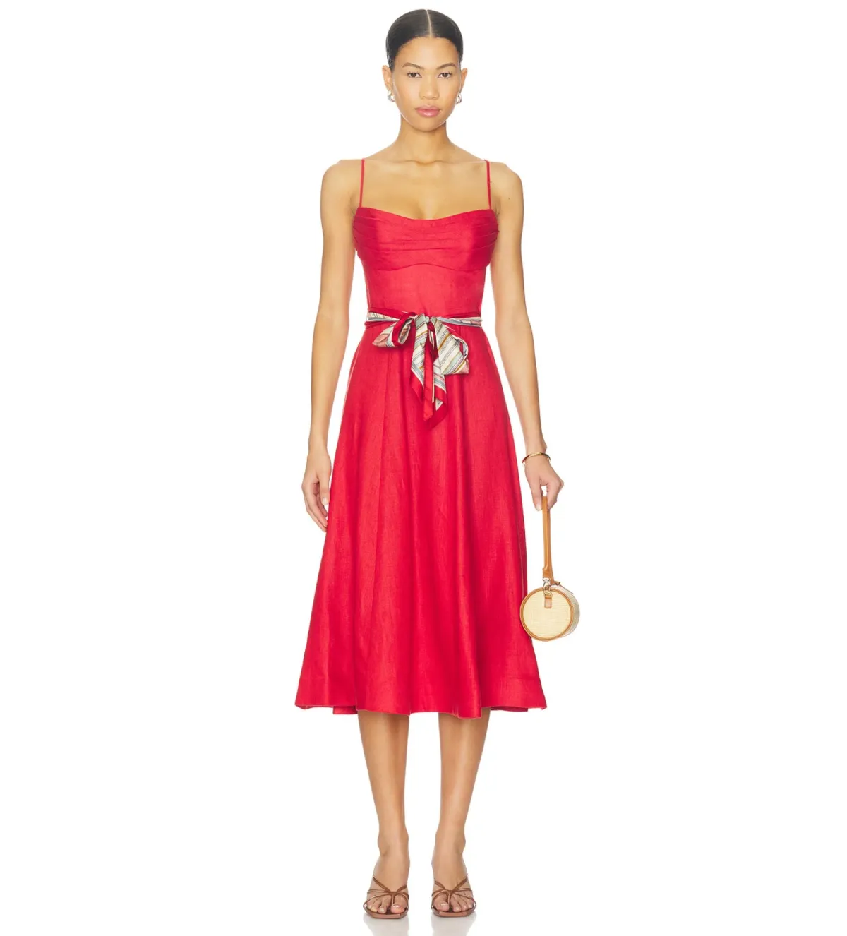 Zimmermann Rebellion Tuck Midi Dress Red Size 2 AU 12 - Image 1