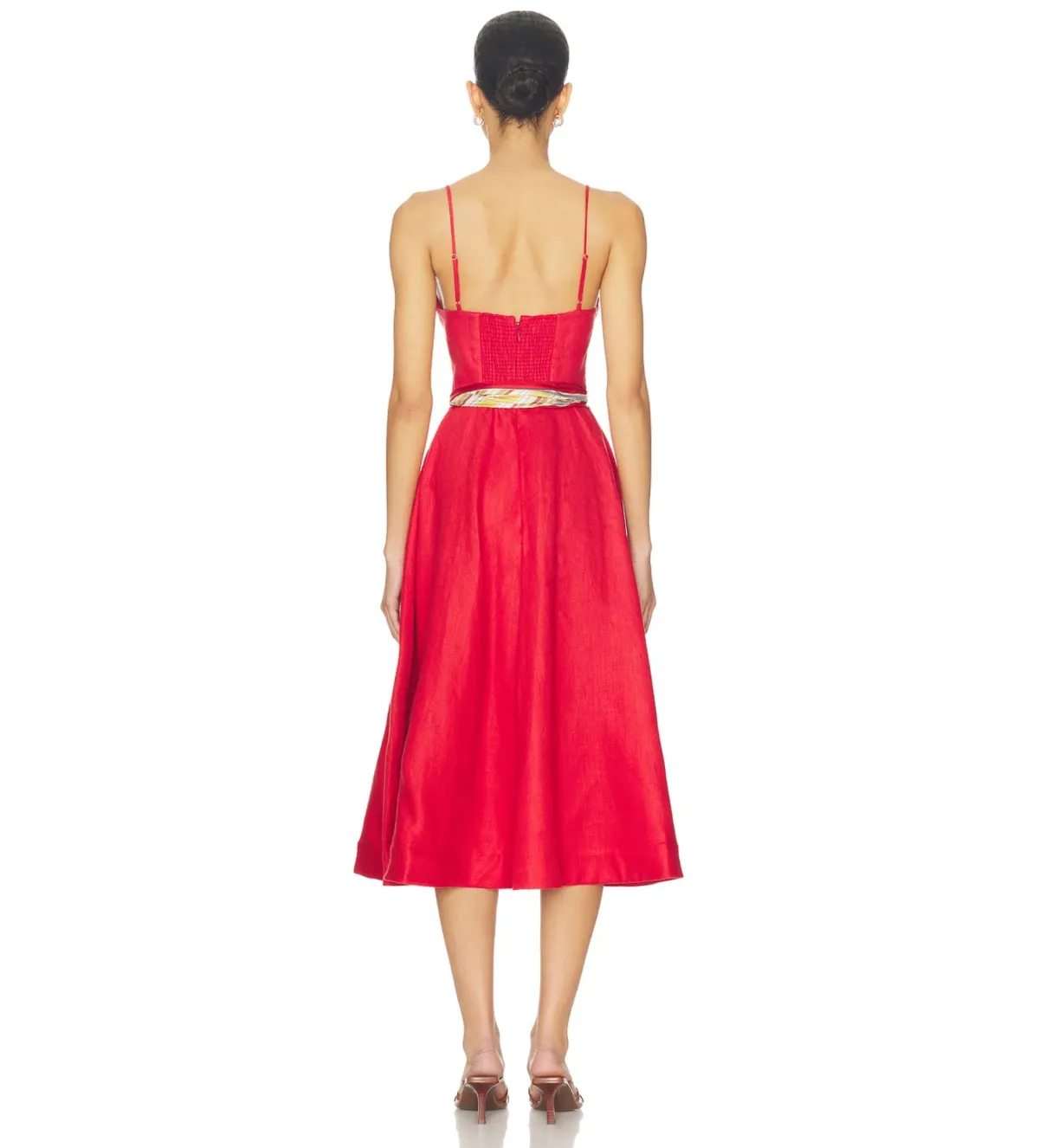 Zimmermann Rebellion Tuck Midi Dress Red Size 2 AU 12 - Image 4