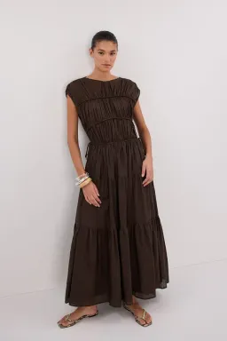 Dissh FLYNN BITTER CHOC LINEN BLEND MIDI DRESS - 10 for rent on The Volte - image 6
