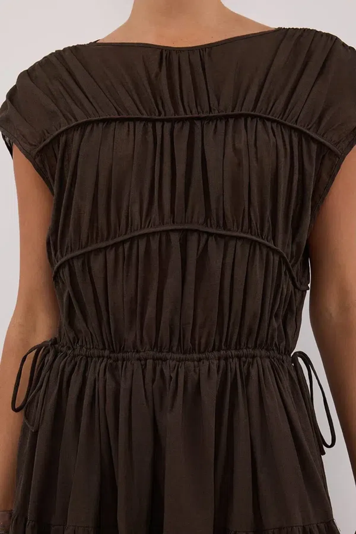 Dissh FLYNN BITTER CHOC LINEN BLEND MIDI DRESS - 10 - Image 5