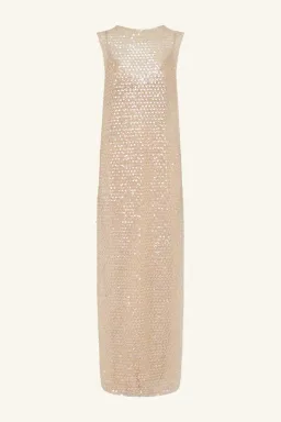 SHONA JOY EVERLY HIGH NECK SLEEVELESS MAXI DRESS MACADAMIA SIZE 14 for rent on The Volte - image 5