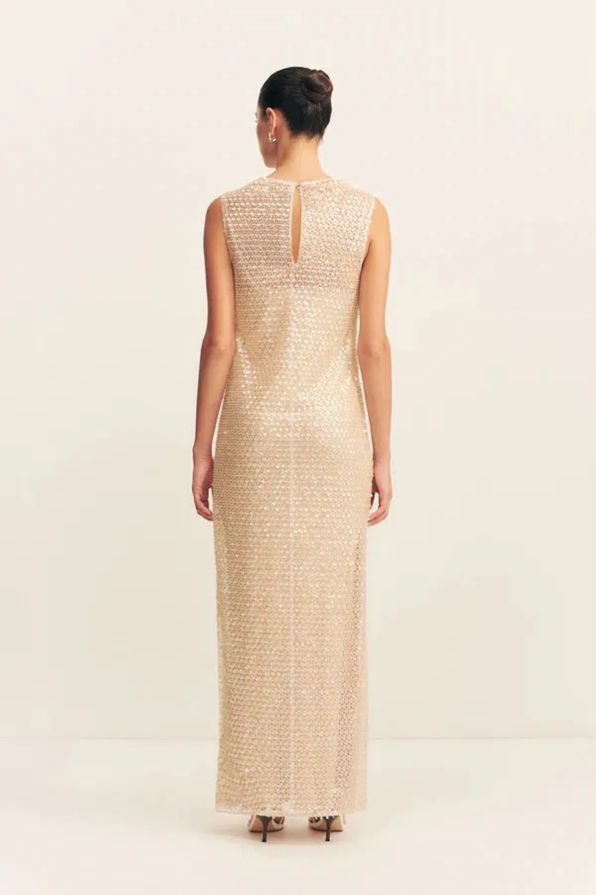 SHONA JOY EVERLY HIGH NECK SLEEVELESS MAXI DRESS MACADAMIA SIZE 14 - Image 4