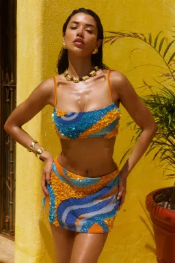 Bydee Zahira Hand Beaded Top and Skirt for rent on The Volte - image 1